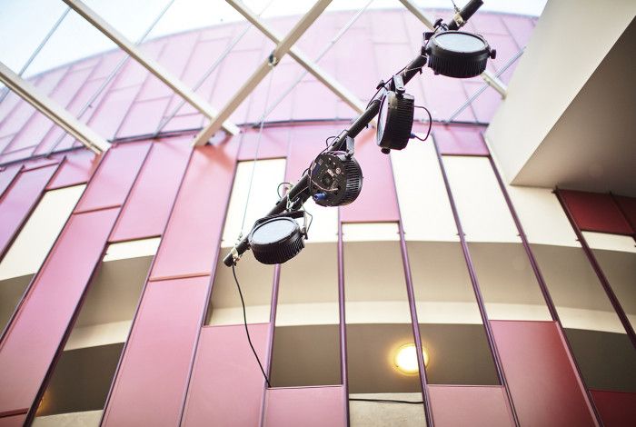 Lighting in Drum Theatre foyer