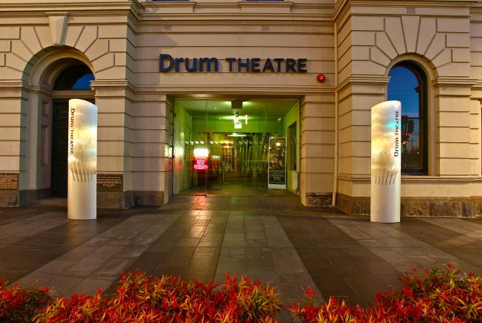Drum Theatre entrance at night