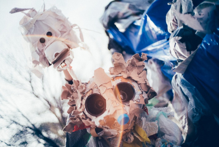 Puppet characters made out of garbage