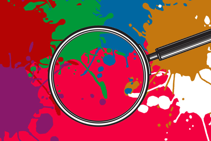 Coloured background with magnifying glass