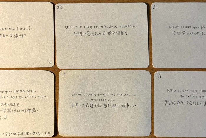 Little pieces of paper with Chinese and English writting