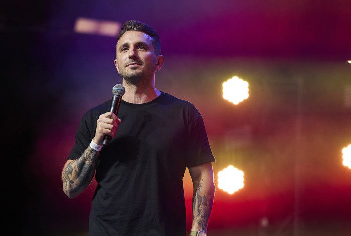 Man holding a microphone