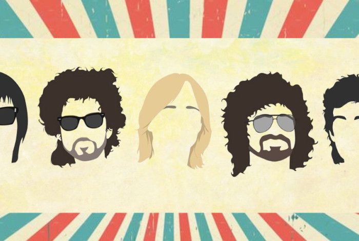Drawing of five faces