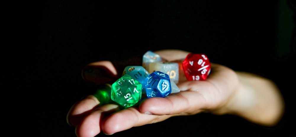 dice in palm of hand