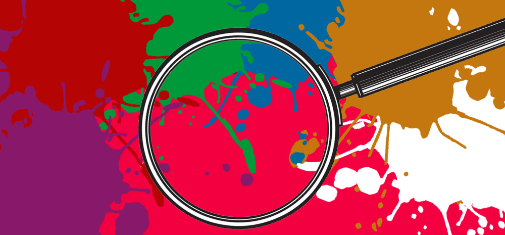 Coloured background with magnifying glass