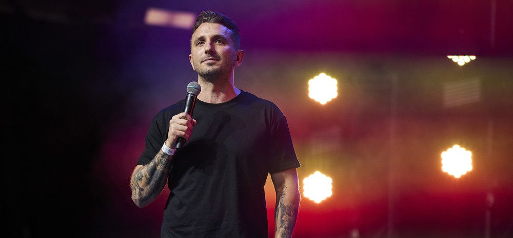 Man holding a microphone