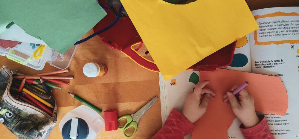 A child doing some arts and crafts