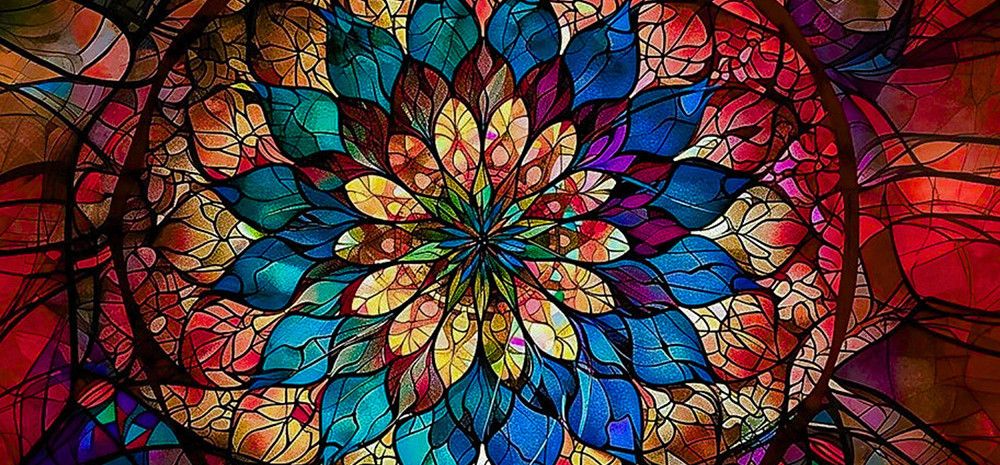 A glass pane with different colours