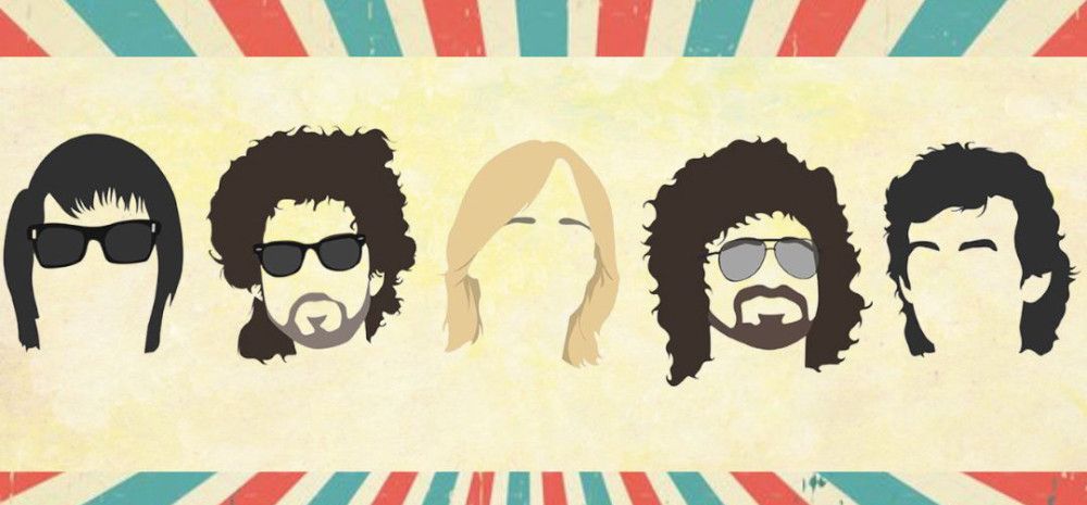 Drawing of five faces