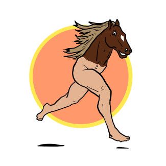 Pony Cam logo - half man half horse running